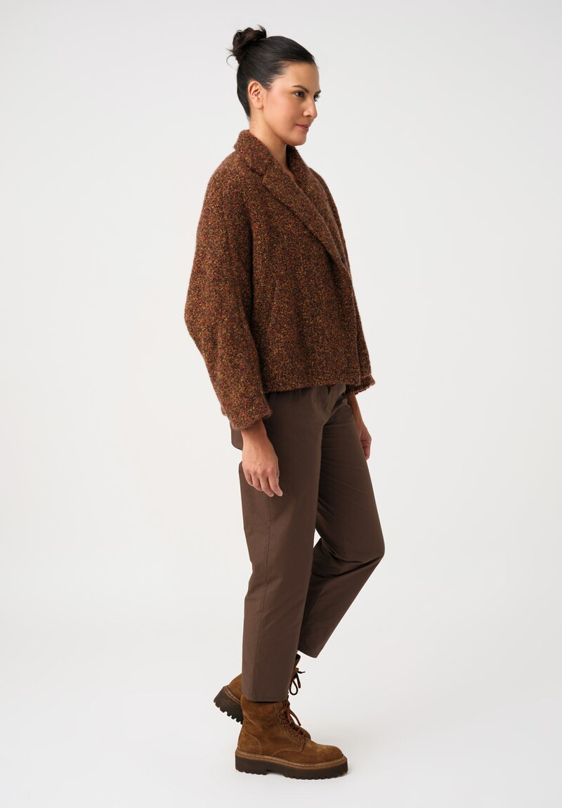 Boboutic Double Breasted Notch Lapel Jacket in Ochre & Brown Salt & Pepper