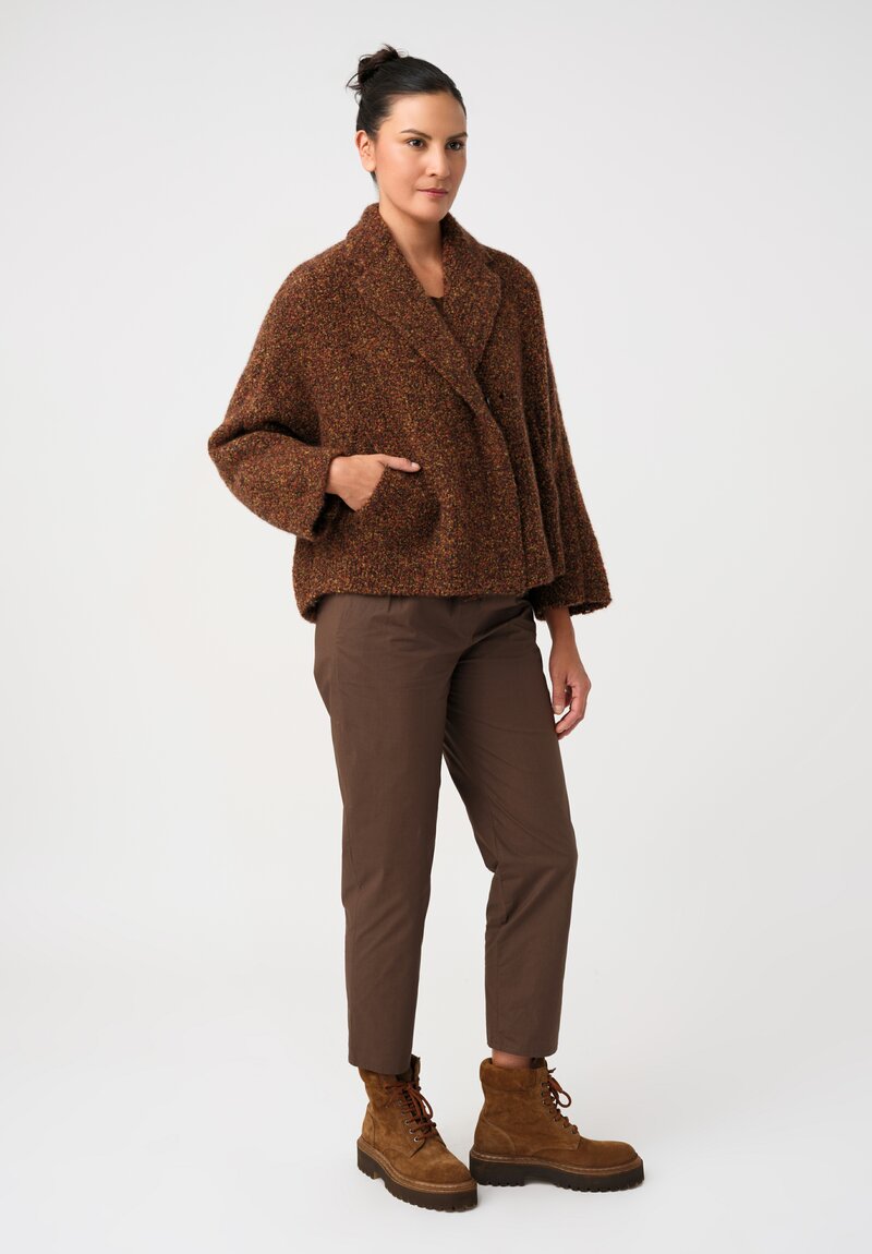 Boboutic Double Breasted Notch Lapel Jacket in Ochre & Brown Salt & Pepper