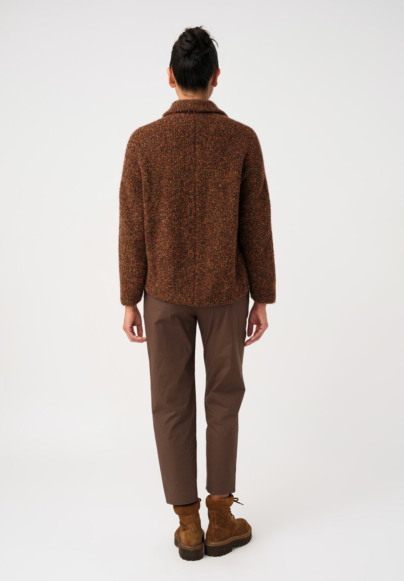 Boboutic Double Breasted Notch Lapel Jacket in Ochre & Brown Salt & Pepper