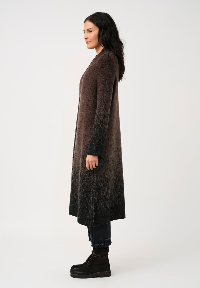 Avant Toi Brushed Thermal Jacquard Coat in Moro Brown Degradé
