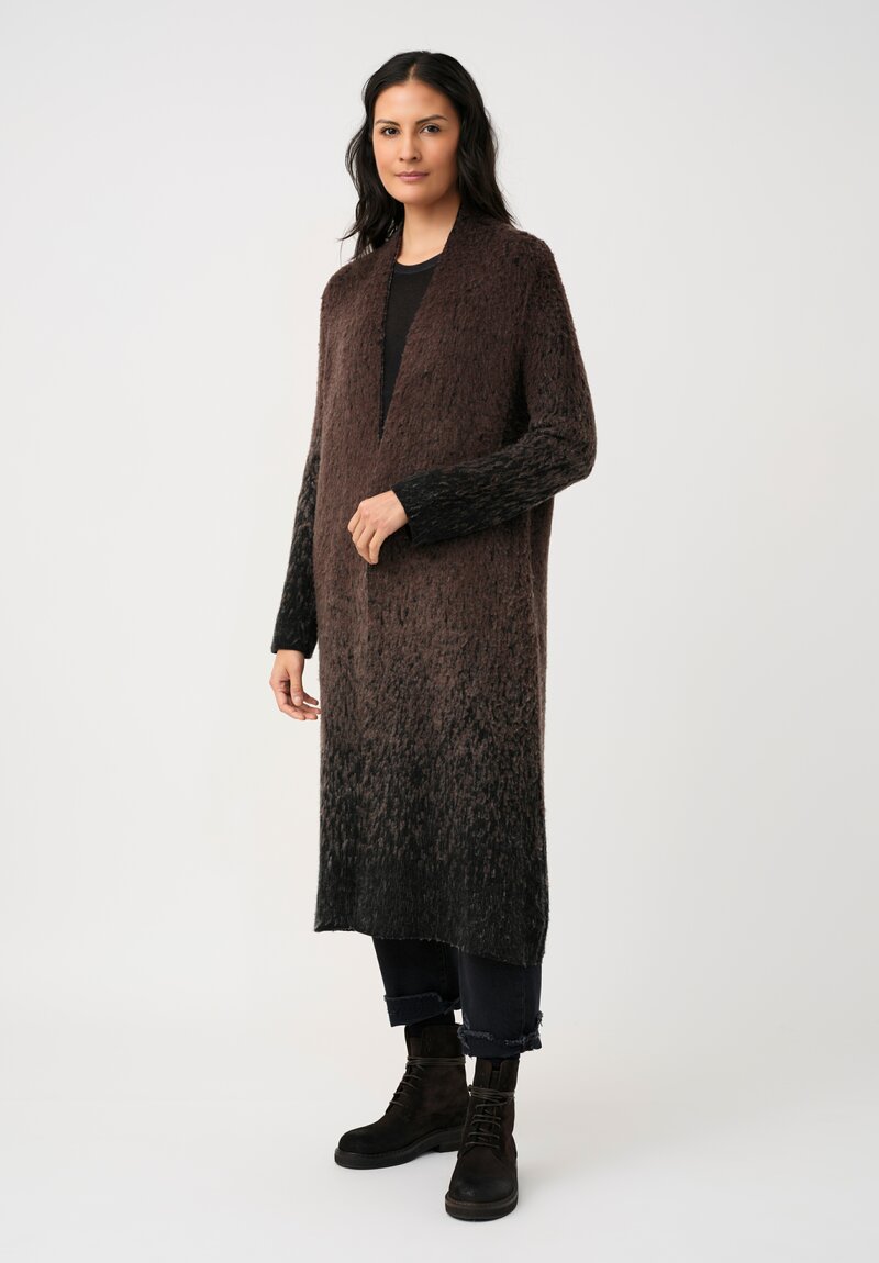 Avant Toi Brushed Thermal Jacquard Coat in Moro Brown Degradé