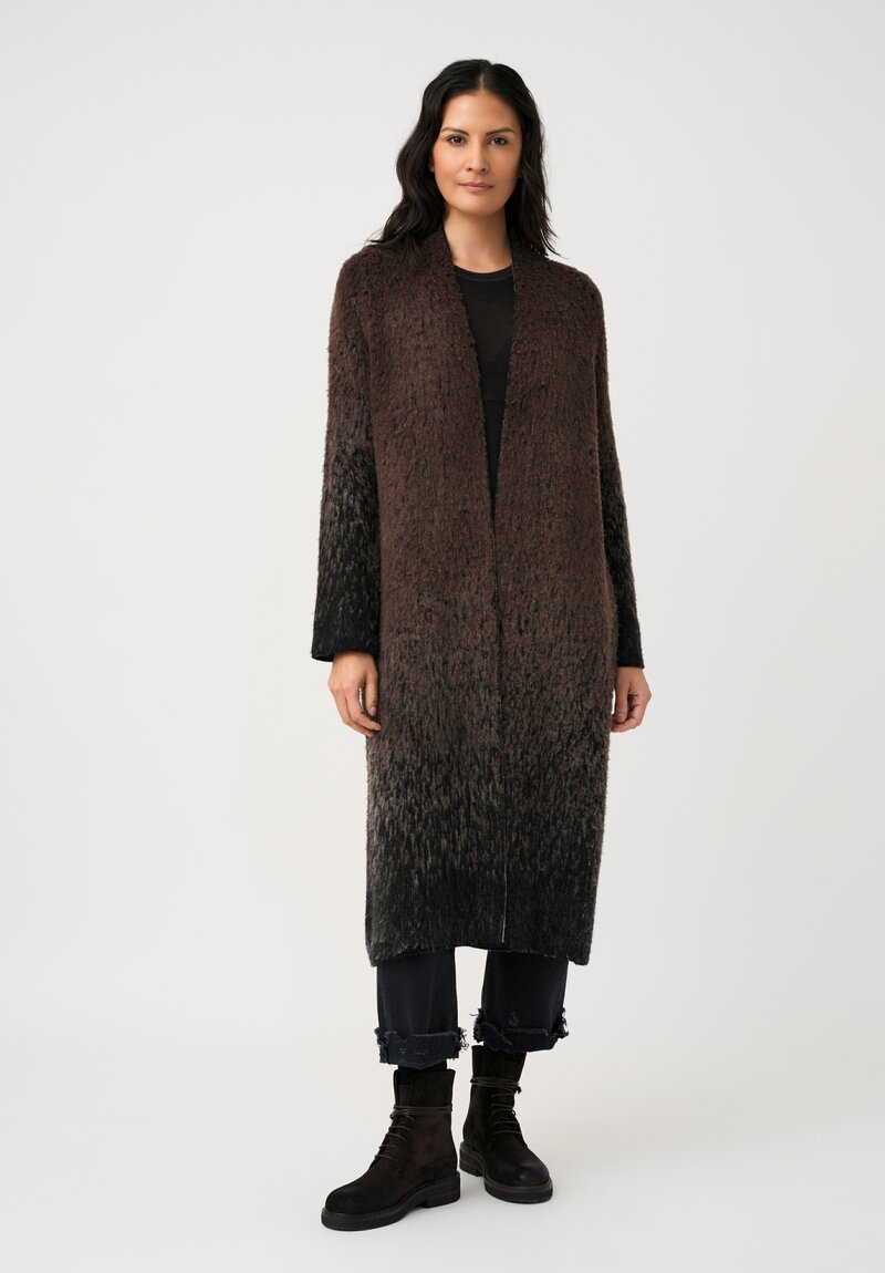 Avant Toi Brushed Thermal Jacquard Coat in Moro Brown Degradé