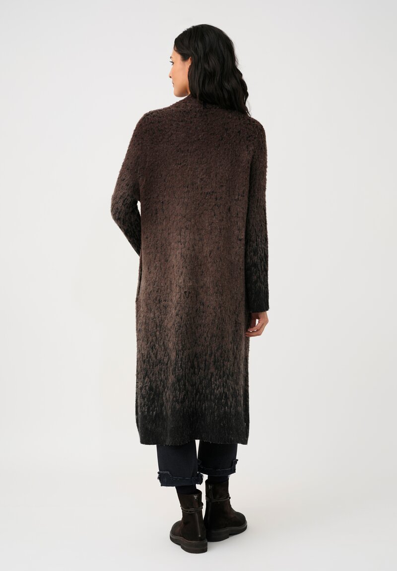 Avant Toi Brushed Thermal Jacquard Coat in Moro Brown Degradé