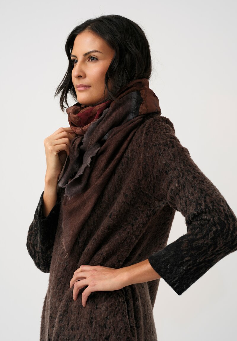 Avant Toi Brushed Thermal Jacquard Coat in Moro Brown Degradé