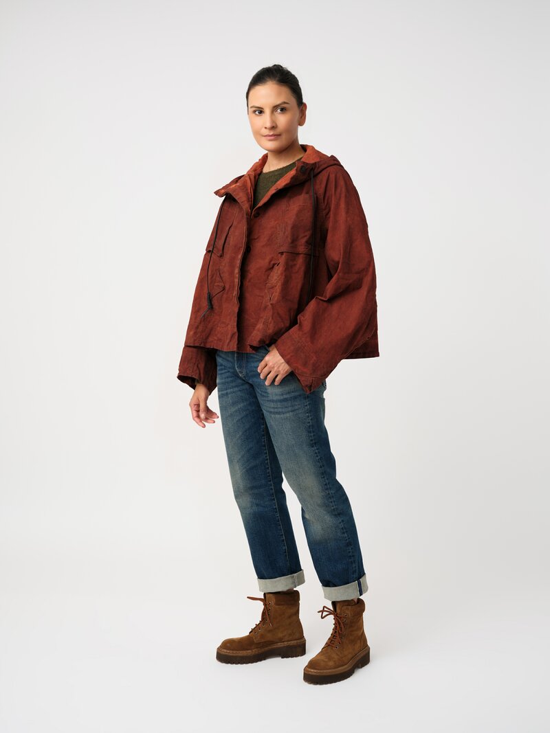 Rundholz DIP Stretch Cotton Curved Sleeve Jacket in Crab Red 