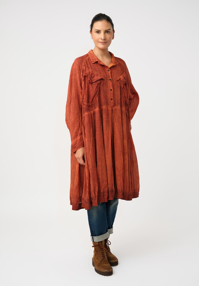 Rundholz DIP Cotton Voile Utility Pocket Dress in Crab Red