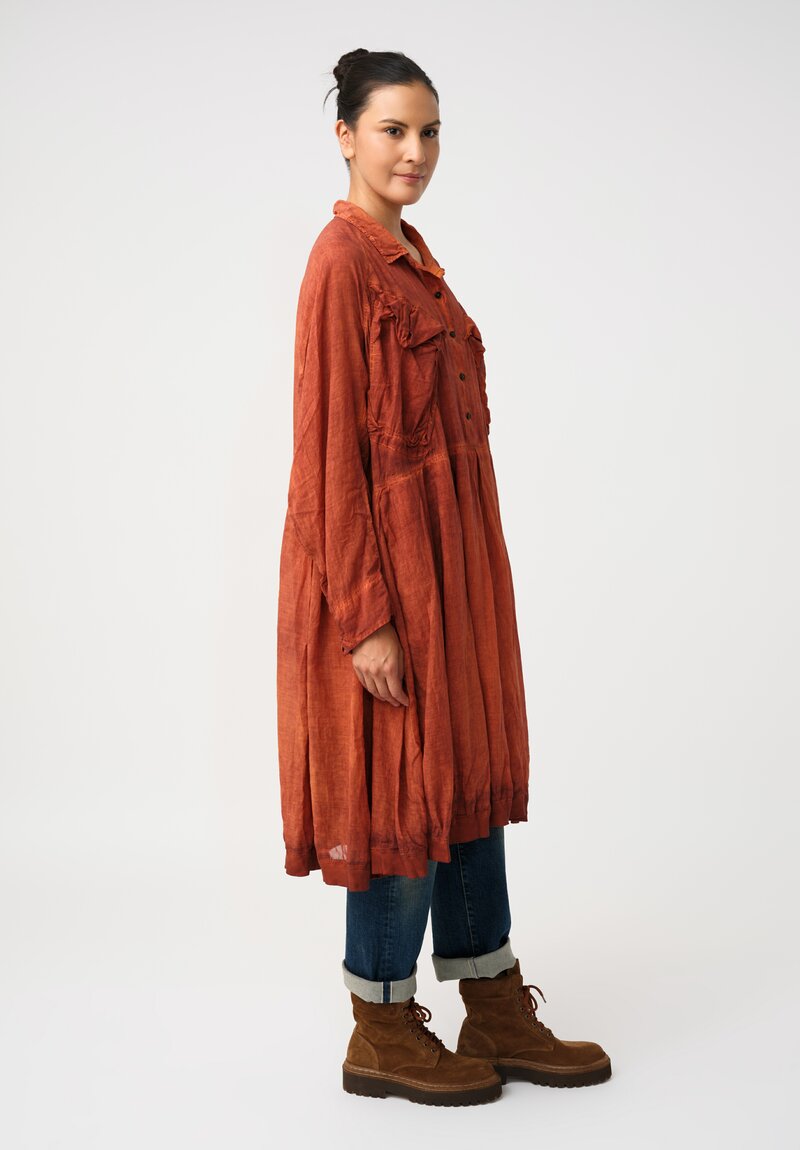 Rundholz DIP Cotton Voile Utility Pocket Dress in Crab Red