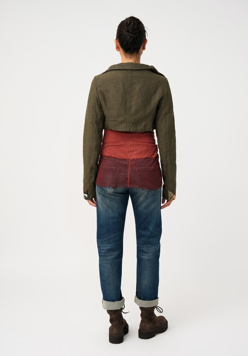 Rundholz DIP Linsey-Woolsey Cropped Military Jacket in Olive Green