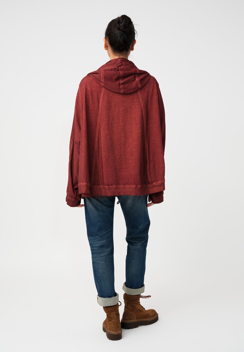 Rundholz DIP Cotton Jersey Double Neckline Hoodie in Crab Red
