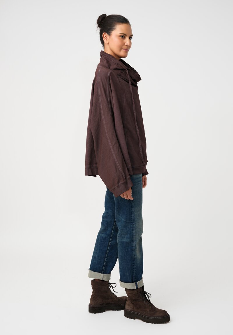 Rundholz DIP Cotton Jersey Double Cowl-Neckline Sweatshirt in Grape Purple