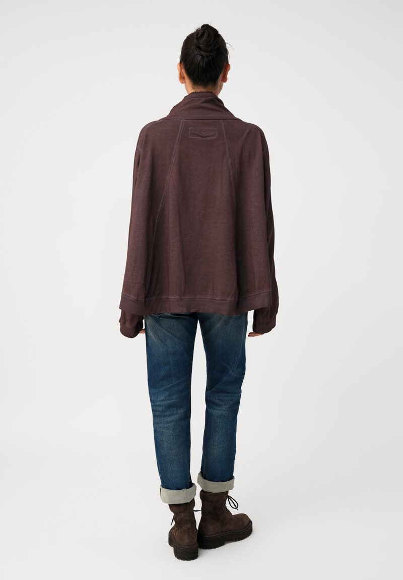 Rundholz DIP Cotton Jersey Double Cowl-Neckline Sweatshirt in Grape Purple