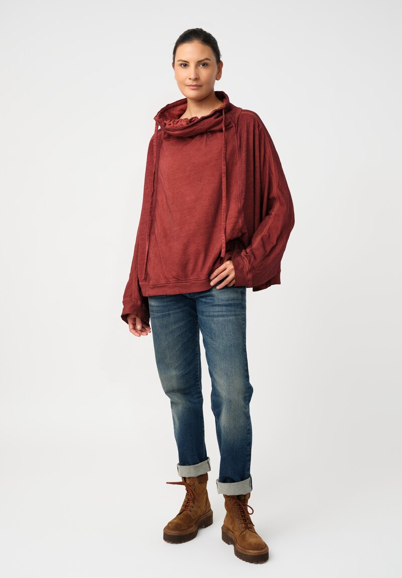 Rundholz DIP Cotton Jersey Double Cowl-Neckline Sweatshirt in Pine Green