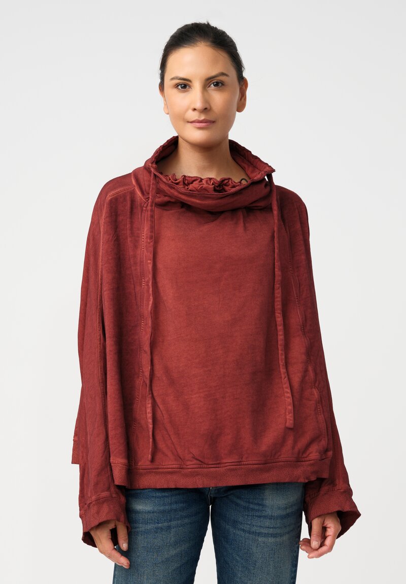 Rundholz DIP Cotton Jersey Double Cowl-Neckline Sweatshirt in Pine Green