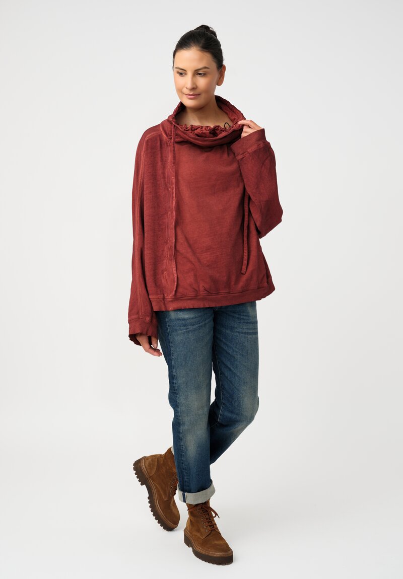 Rundholz DIP Cotton Jersey Double Cowl-Neckline Sweatshirt in Pine Green
