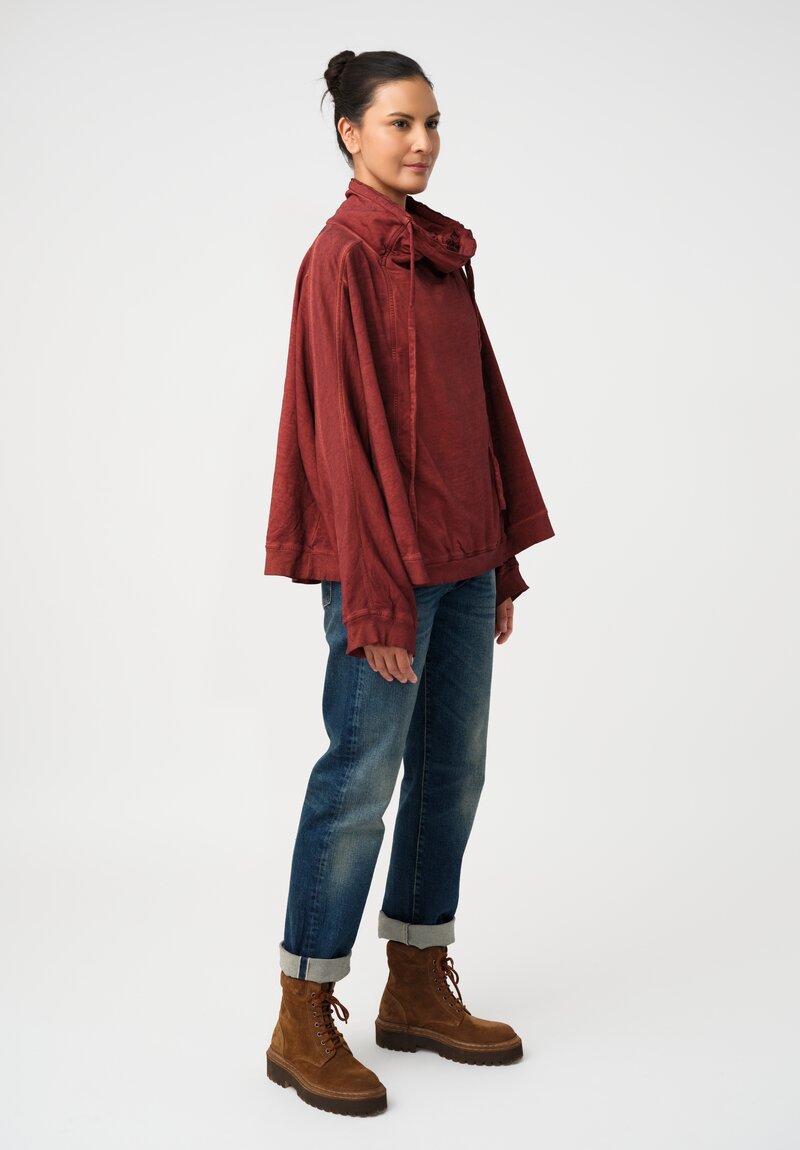 Rundholz DIP Cotton Jersey Double Cowl-Neckline Sweatshirt in Pine Green