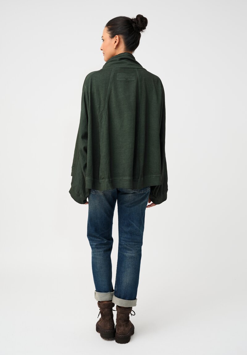 Rundholz DIP Cotton Jersey Double Cowl-Neckline Sweatshirt in Pine Green