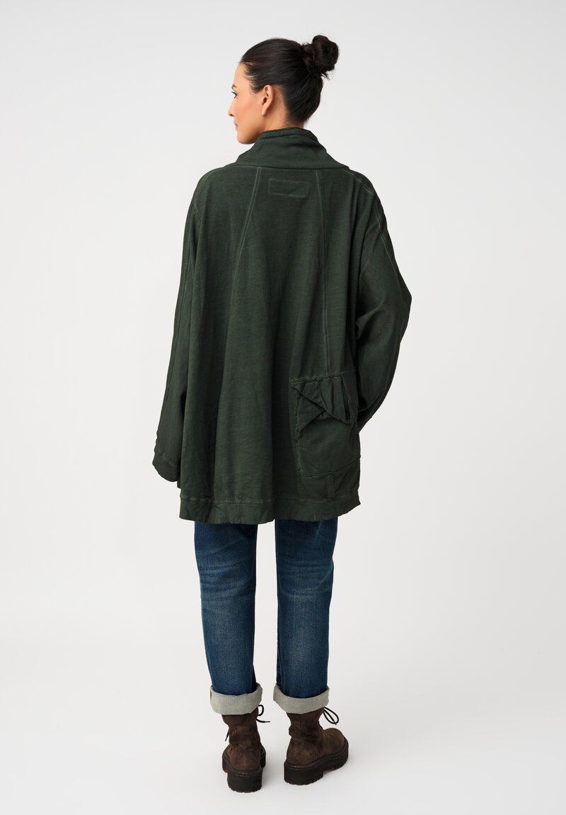 Rundholz DIP Cotton Jersey Double Cowl-Neckline Long Sweatshirt in Pine Green