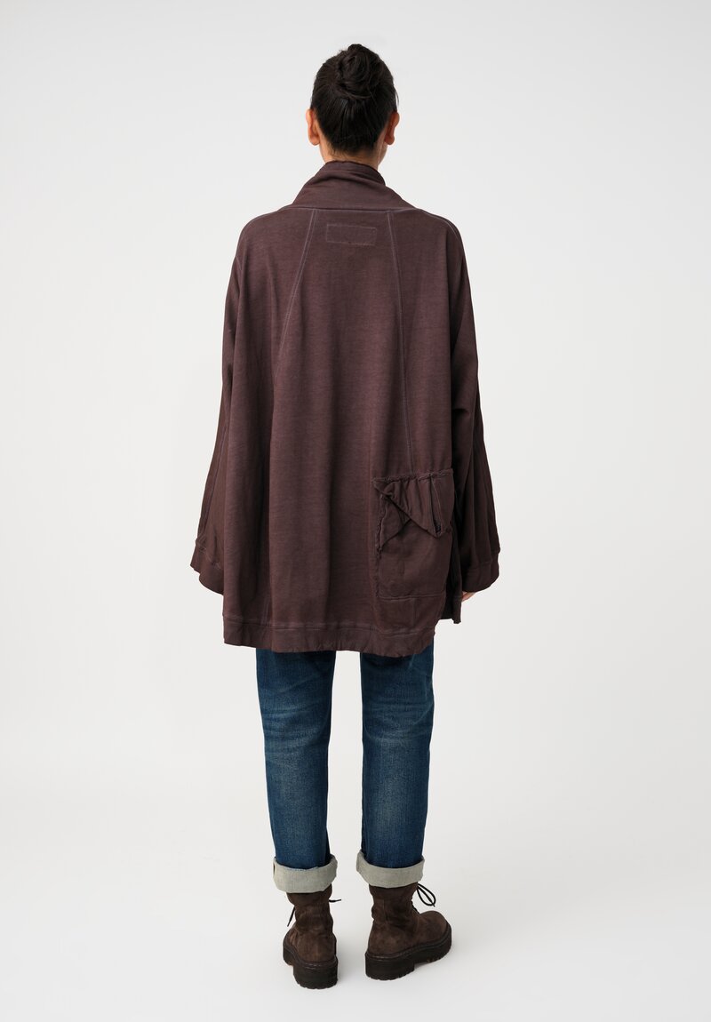 Rundholz DIP Cotton Jersey Double Cowl-Neckline Long Sweatshirt in Grape Purple