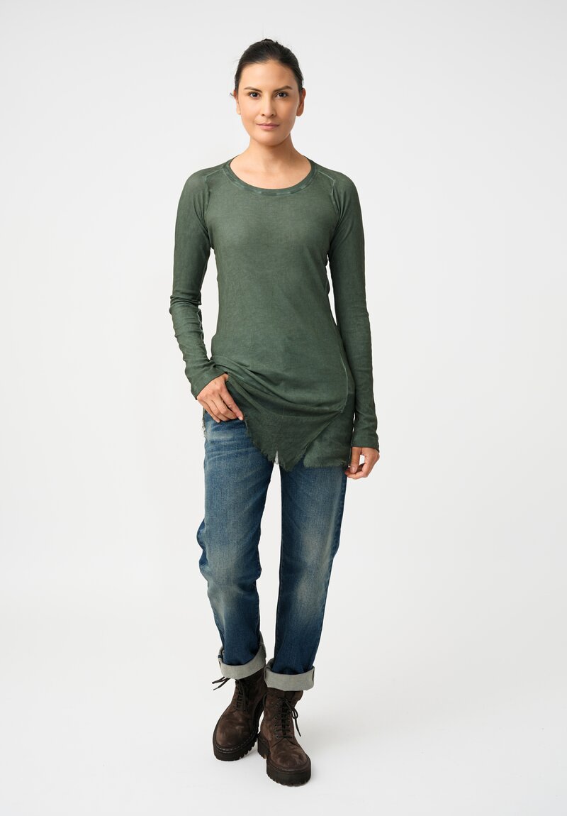 Rundholz DIP Ribbed Cotton Jersey Long-Sleeve Tee with Mesh Hemline
