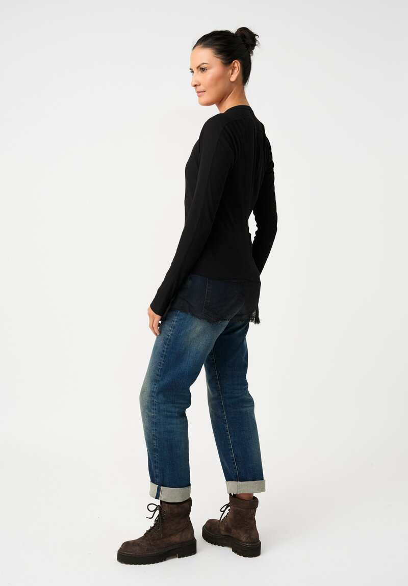 Rundholz DIP Ribbed Cotton Jersey Mesh-Hemmed Henley