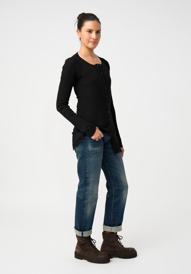 Rundholz DIP Ribbed Cotton Jersey Mesh-Hemmed Henley