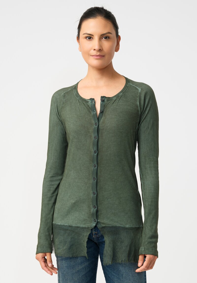 Rundholz DIP Ribbed Cotton Jersey Mesh-Hemmed Henley