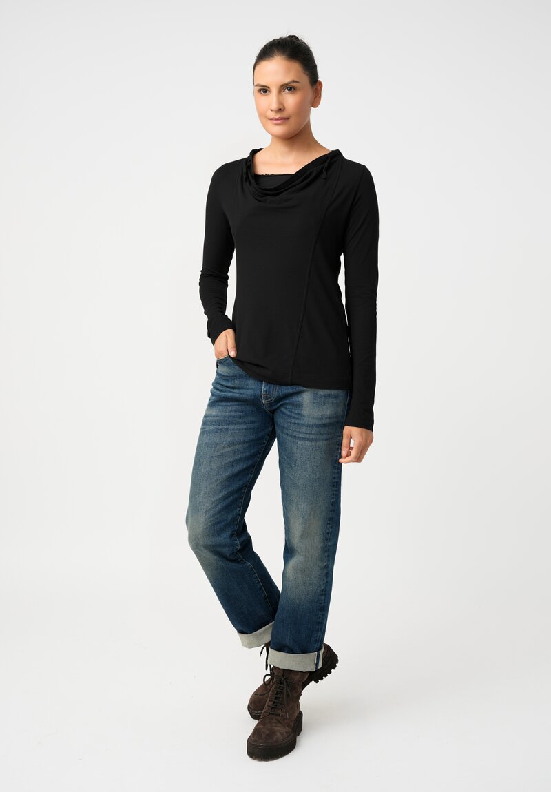 Rundholz DIP Stretch Cotton Jersey Drawstring Cowl Neck Top
