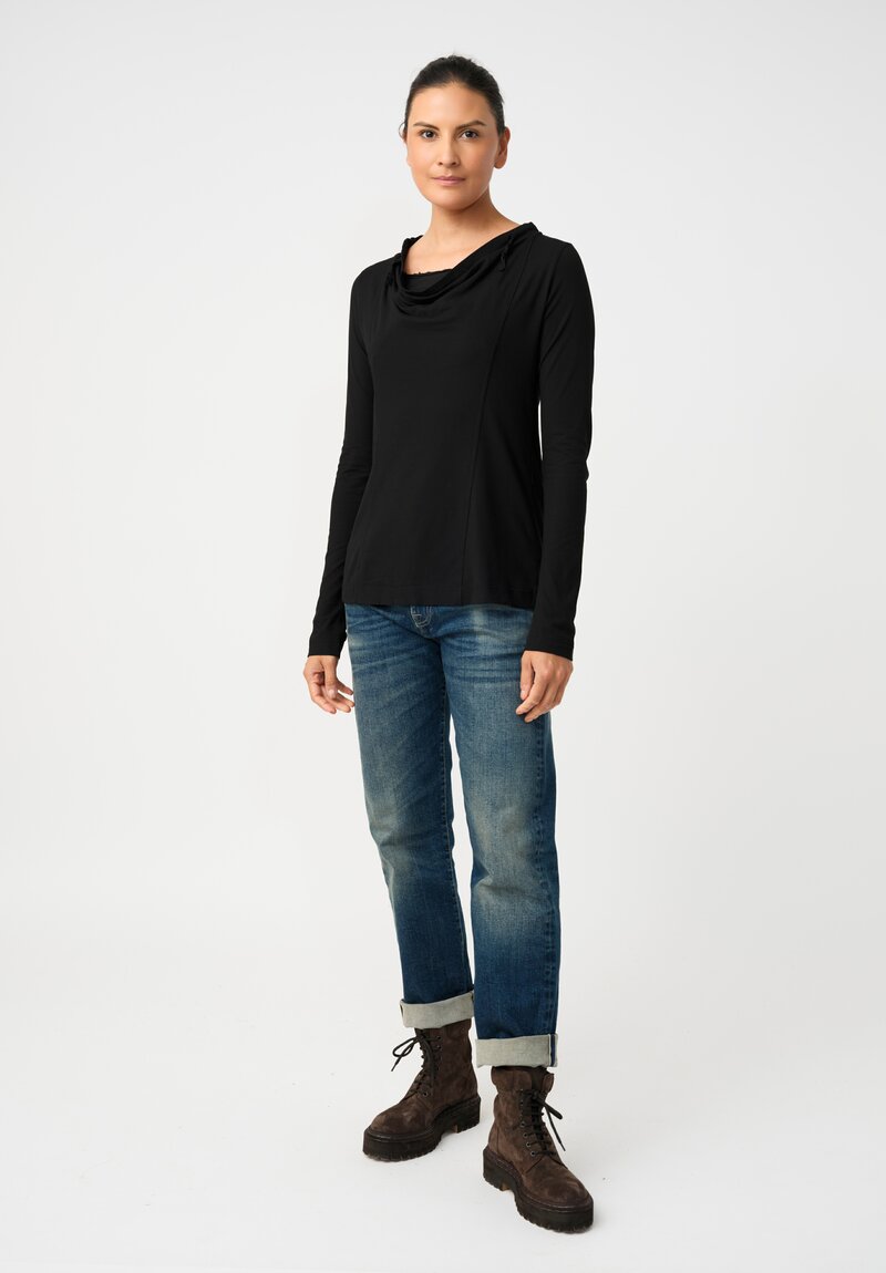Rundholz DIP Stretch Cotton Jersey Drawstring Cowl Neck Top