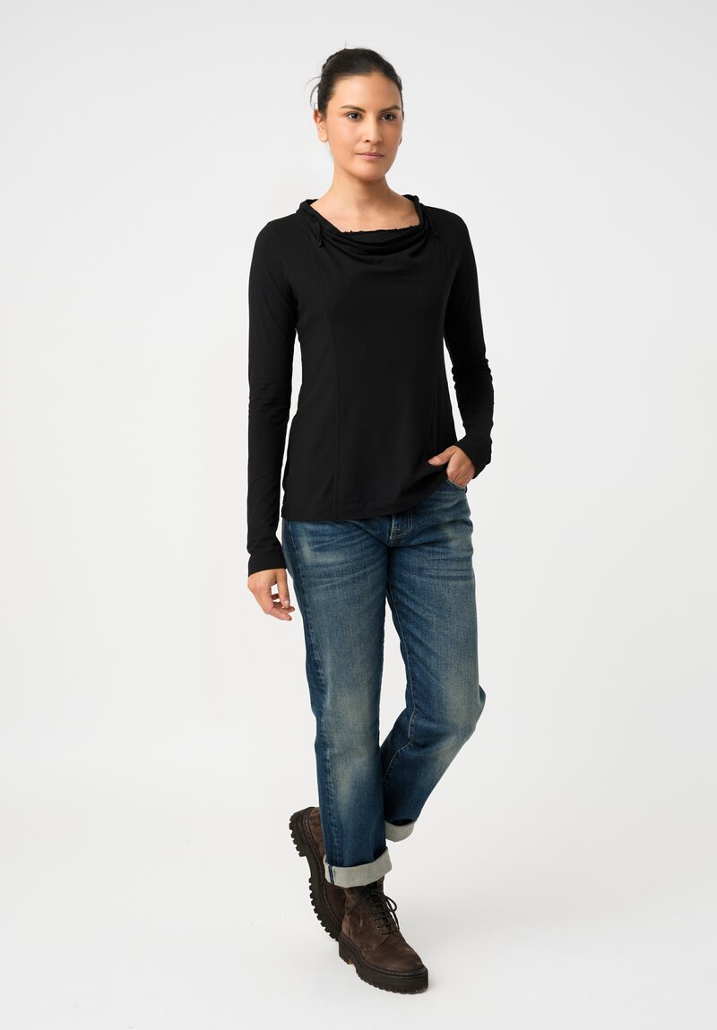 Rundholz DIP Stretch Cotton Jersey Drawstring Cowl Neck Top