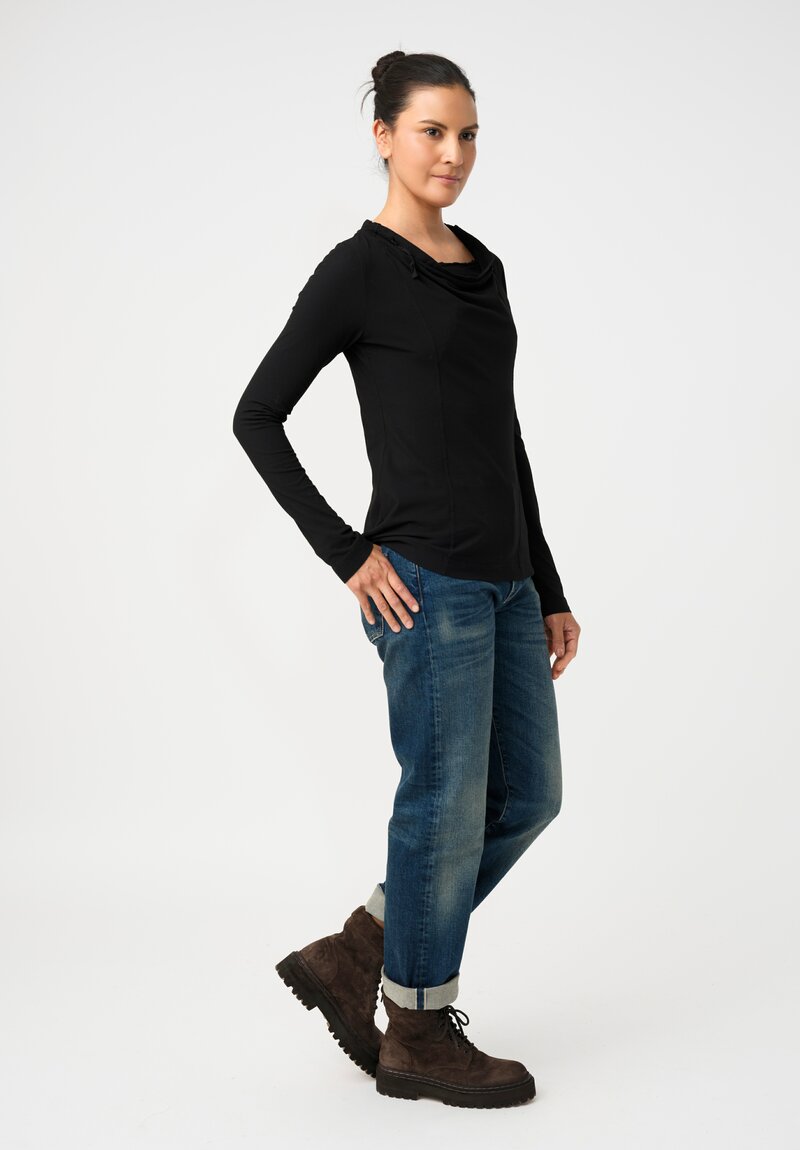 Rundholz DIP Stretch Cotton Jersey Drawstring Cowl Neck Top