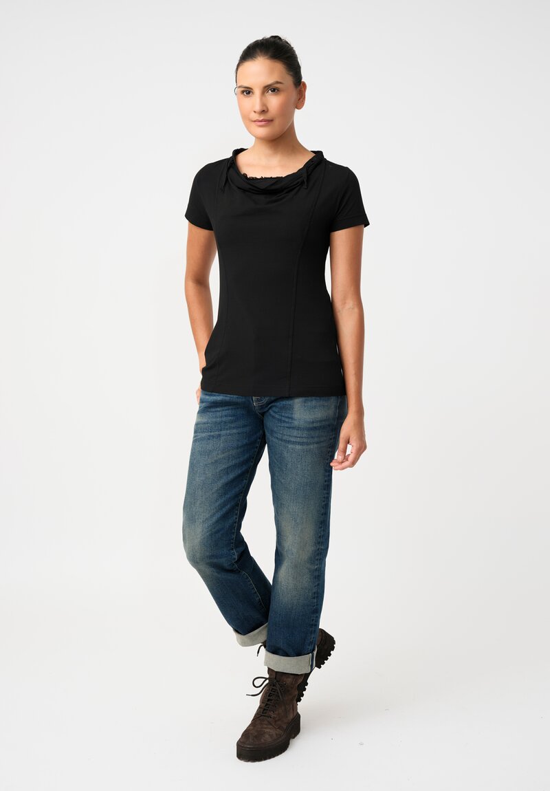 Rundholz DIP Stretch Cotton Jersey Drawstring Cowl Neck Tee