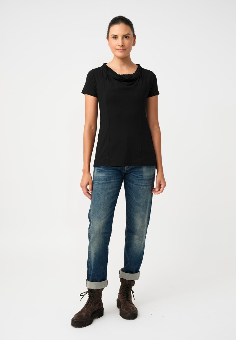 Rundholz DIP Stretch Cotton Jersey Drawstring Cowl Neck Tee