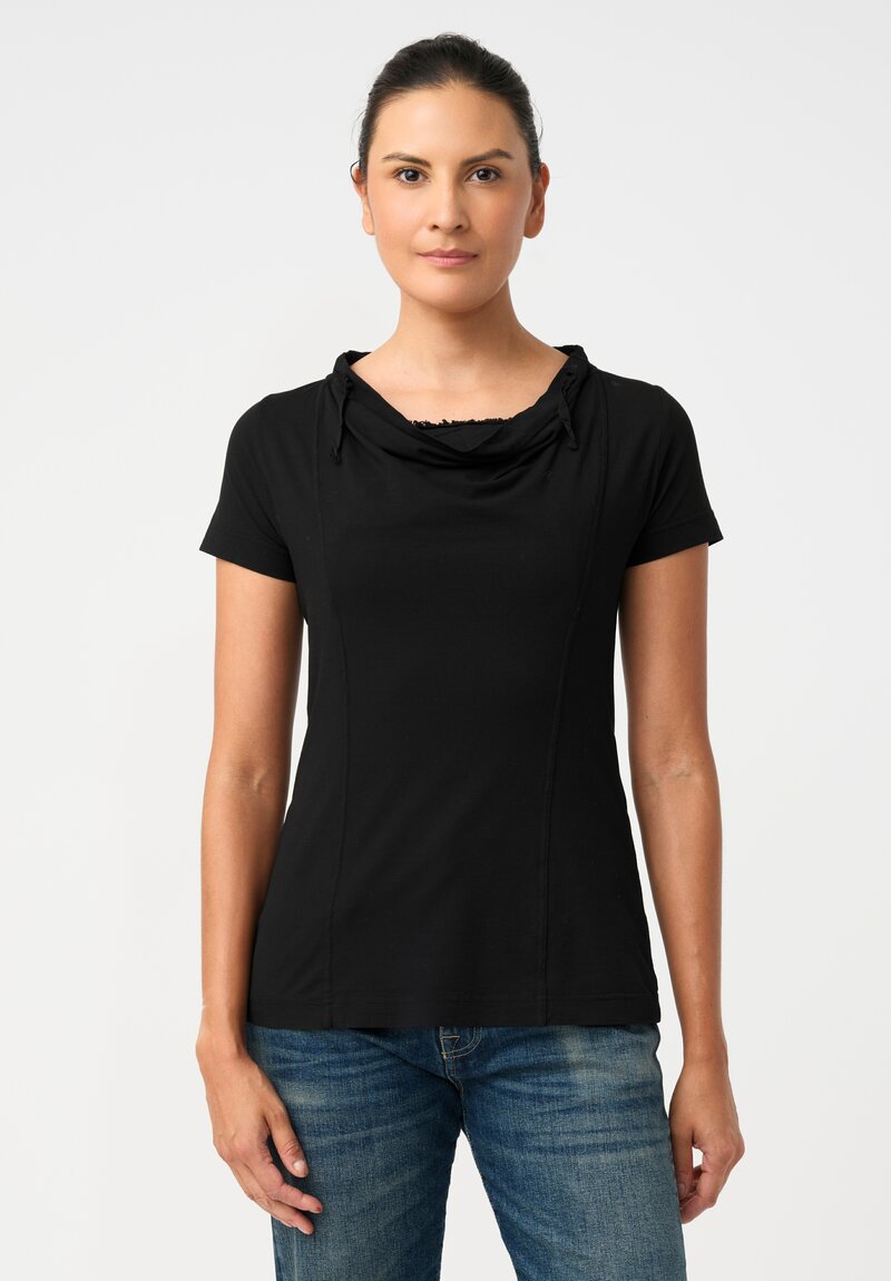 Rundholz DIP Stretch Cotton Jersey Drawstring Cowl Neck Tee