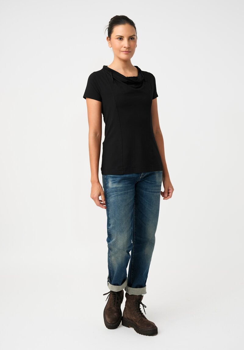 Rundholz DIP Stretch Cotton Jersey Drawstring Cowl Neck Tee