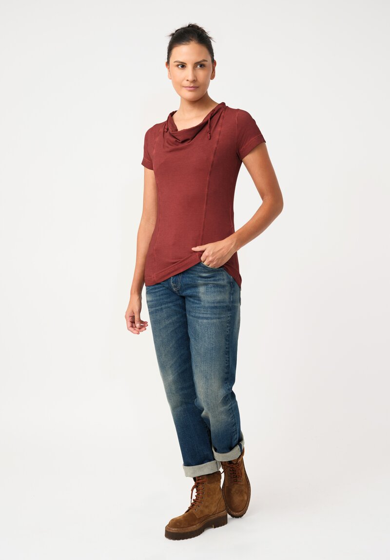 Rundholz DIP Stretch Cotton Jersey Drawstring Cowl Neck Tee
