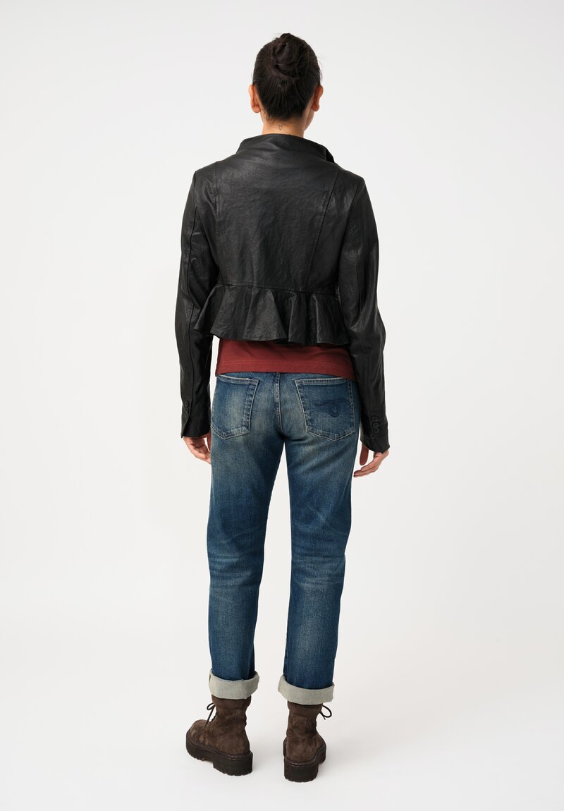 Rundholz Lamb Leather Ticket Pocket Peplum Jacket