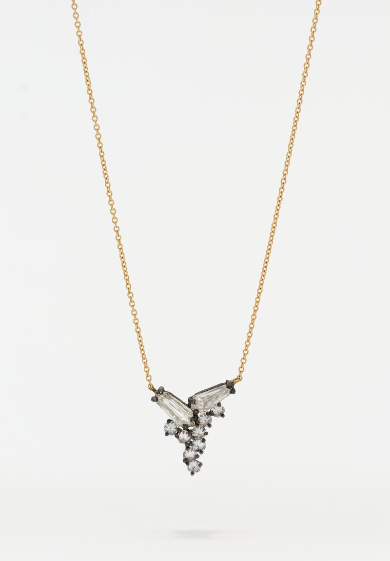 TAP by Todd Pownell Oxidized 14K, 18K Baguette & Inverted Diamond Cluster Chain Necklace 18"
