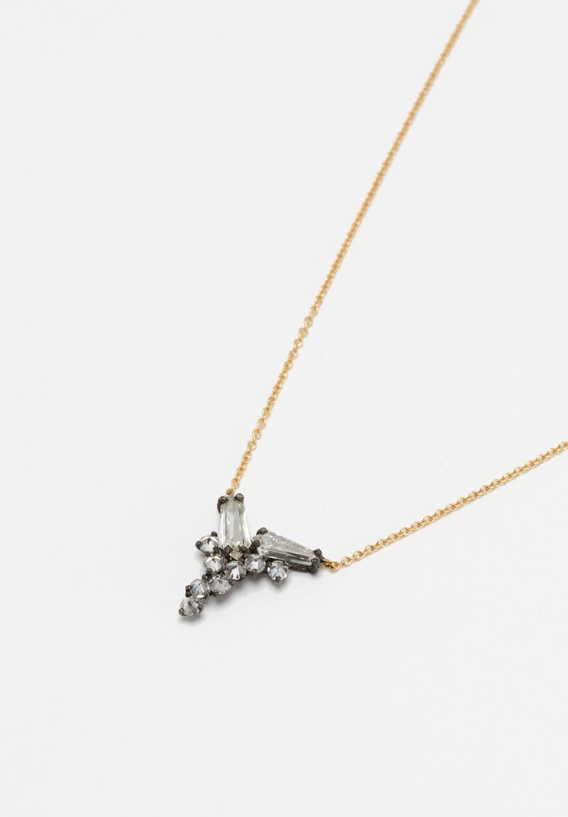 TAP by Todd Pownell Oxidized 14K, 18K Baguette & Inverted Diamond Cluster Chain Necklace 18"