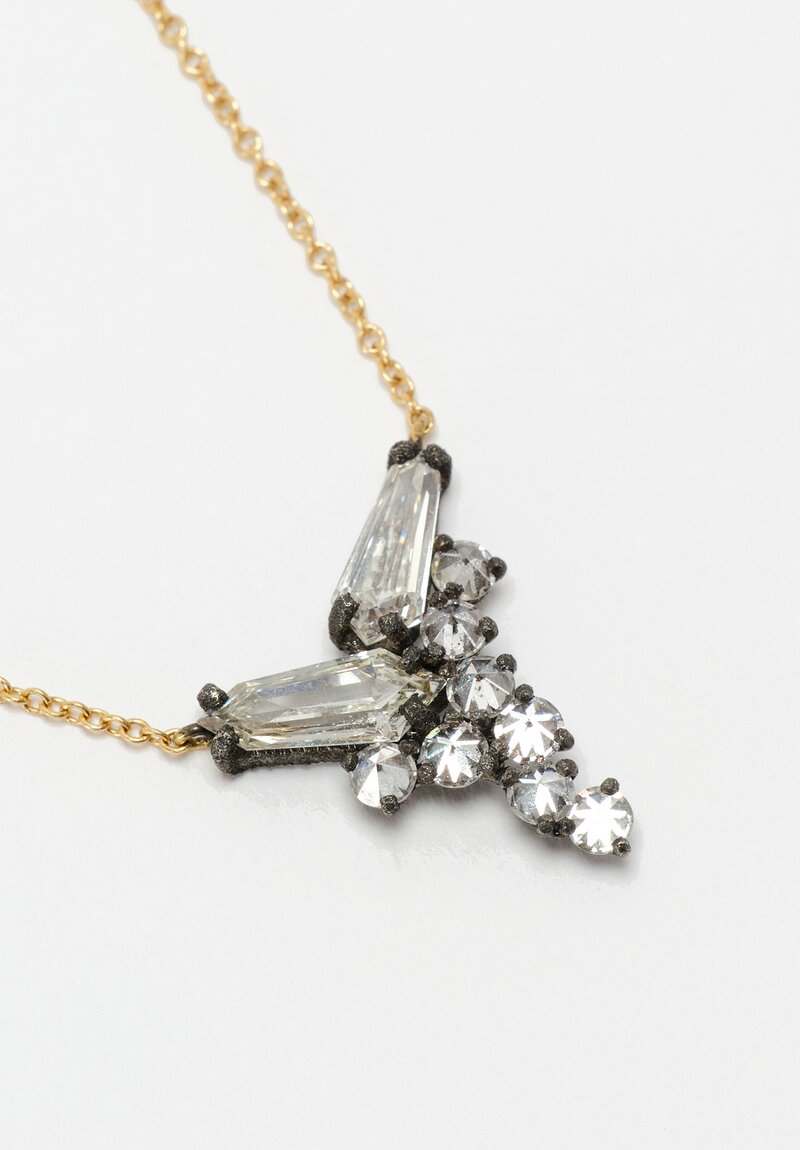 TAP by Todd Pownell Oxidized 14K, 18K Baguette & Inverted Diamond Cluster Chain Necklace 18"