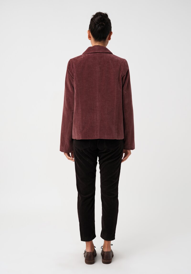 Casey Casey Cotton Velvet Pwet Point Collar & Button-Down Jacket in Syrah Red