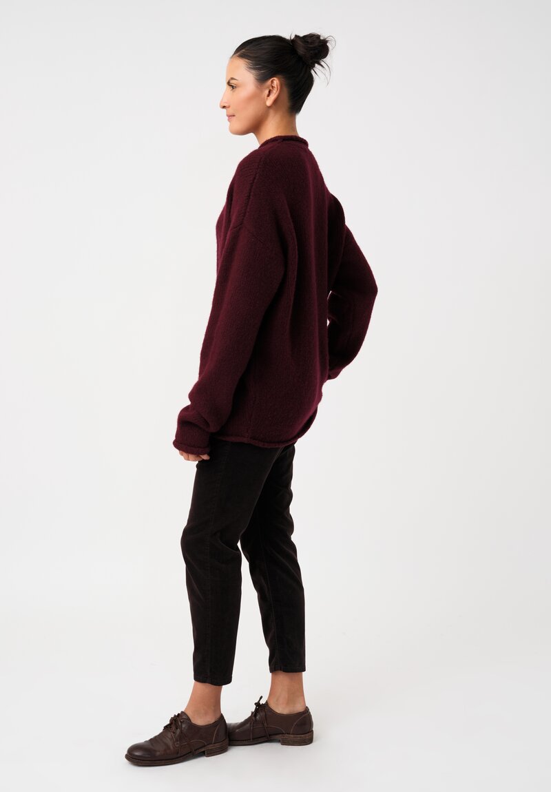 Casey Casey Cashmere Ribbed Knit Sweater in Wine Red