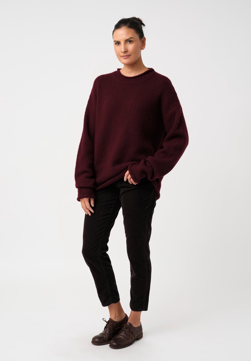 Casey Casey Cashmere Ribbed Knit Sweater in Wine Red