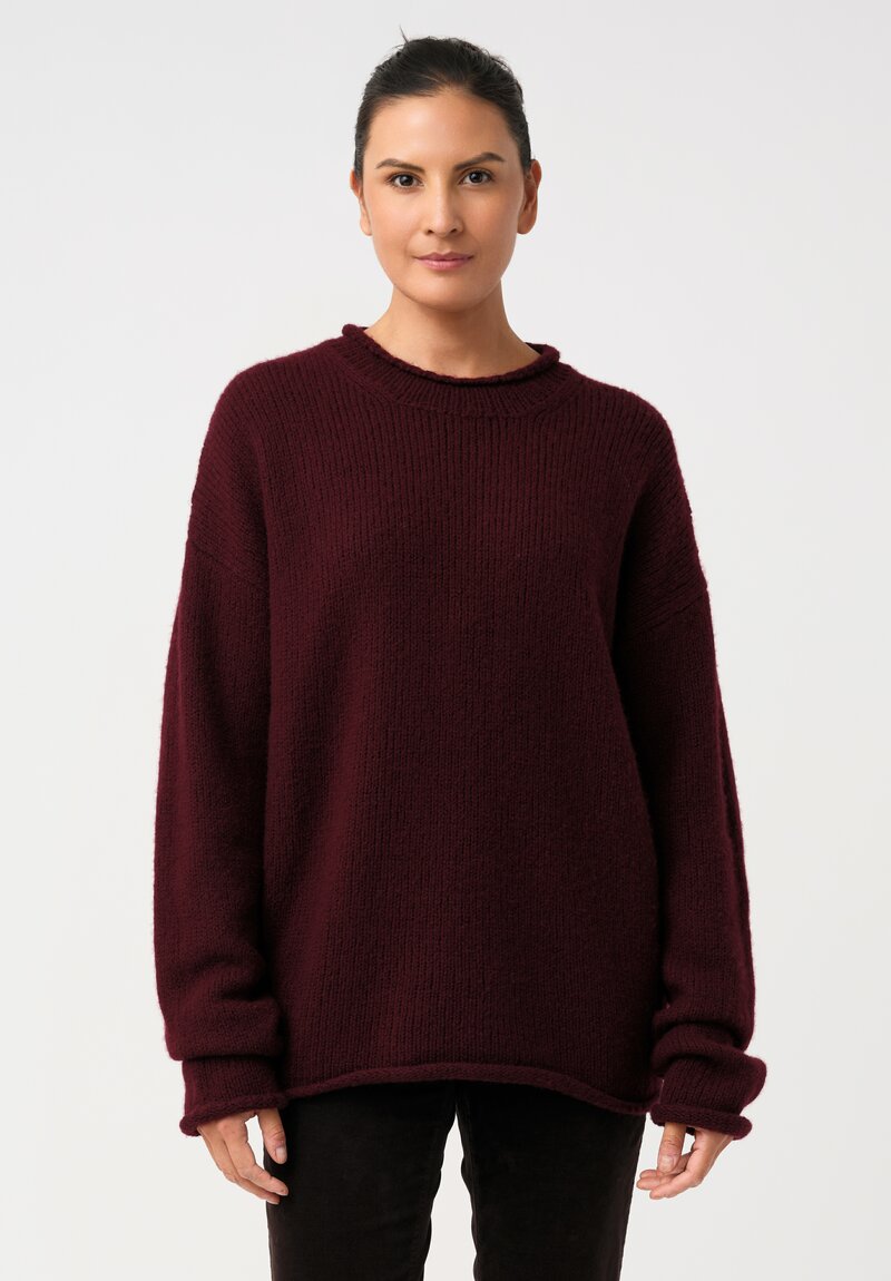 Casey Casey Cashmere Ribbed Knit Sweater in Wine Red