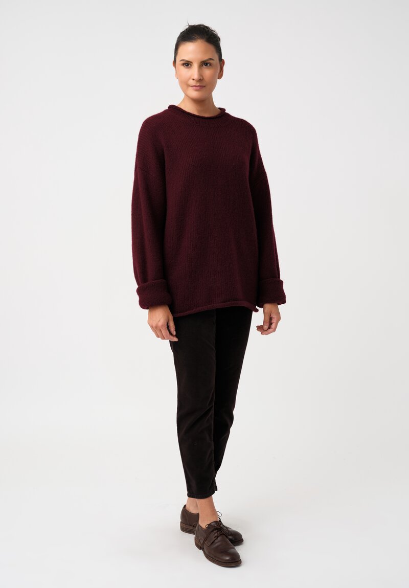 Casey Casey Cashmere Ribbed Knit Sweater in Wine Red