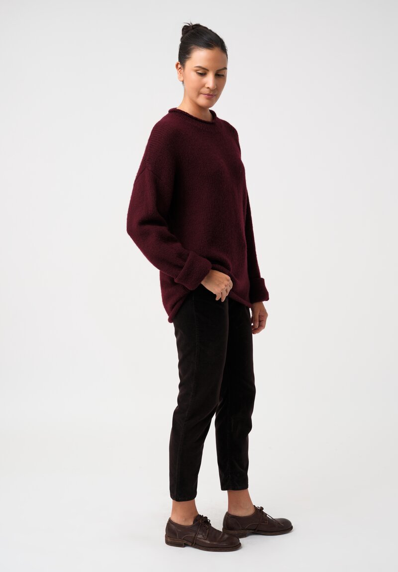 Casey Casey Cashmere Ribbed Knit Sweater in Wine Red