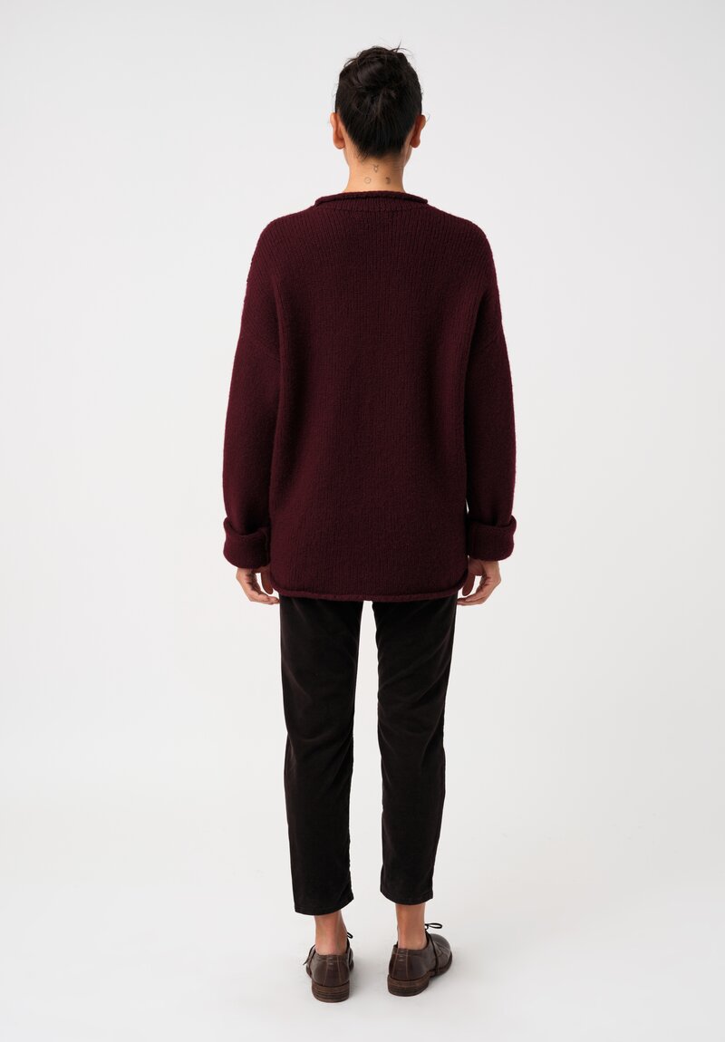 Casey Casey Cashmere Ribbed Knit Sweater in Wine Red