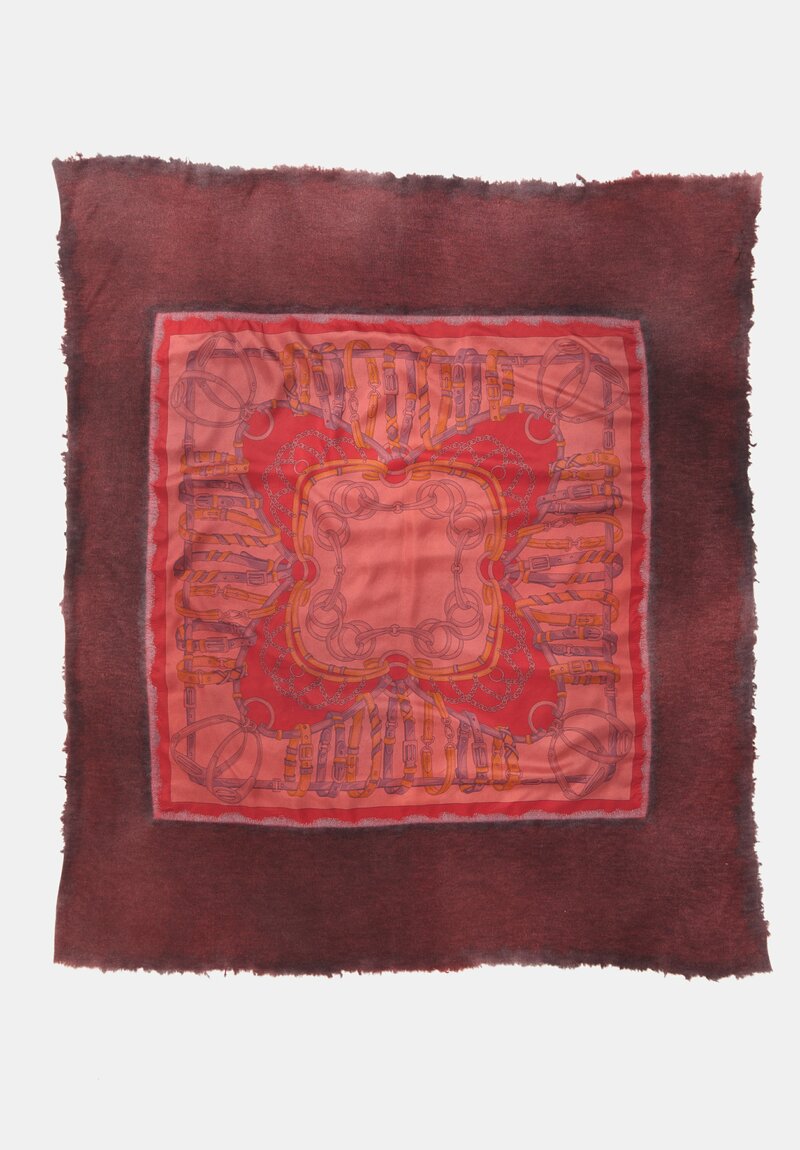 Avant Toi One-of-a-Kind Cashmere & Silk Quadrello Scarf Fire Red Bridles