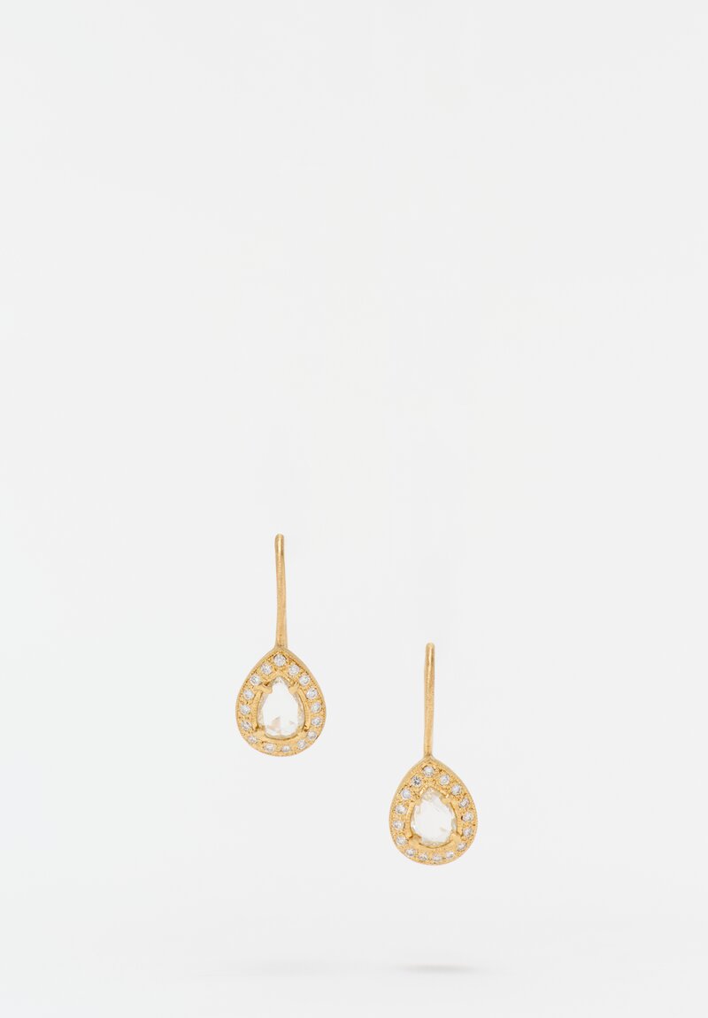 Yasuko Azuma 18k and Rose Cut Halo Diamond Earrings