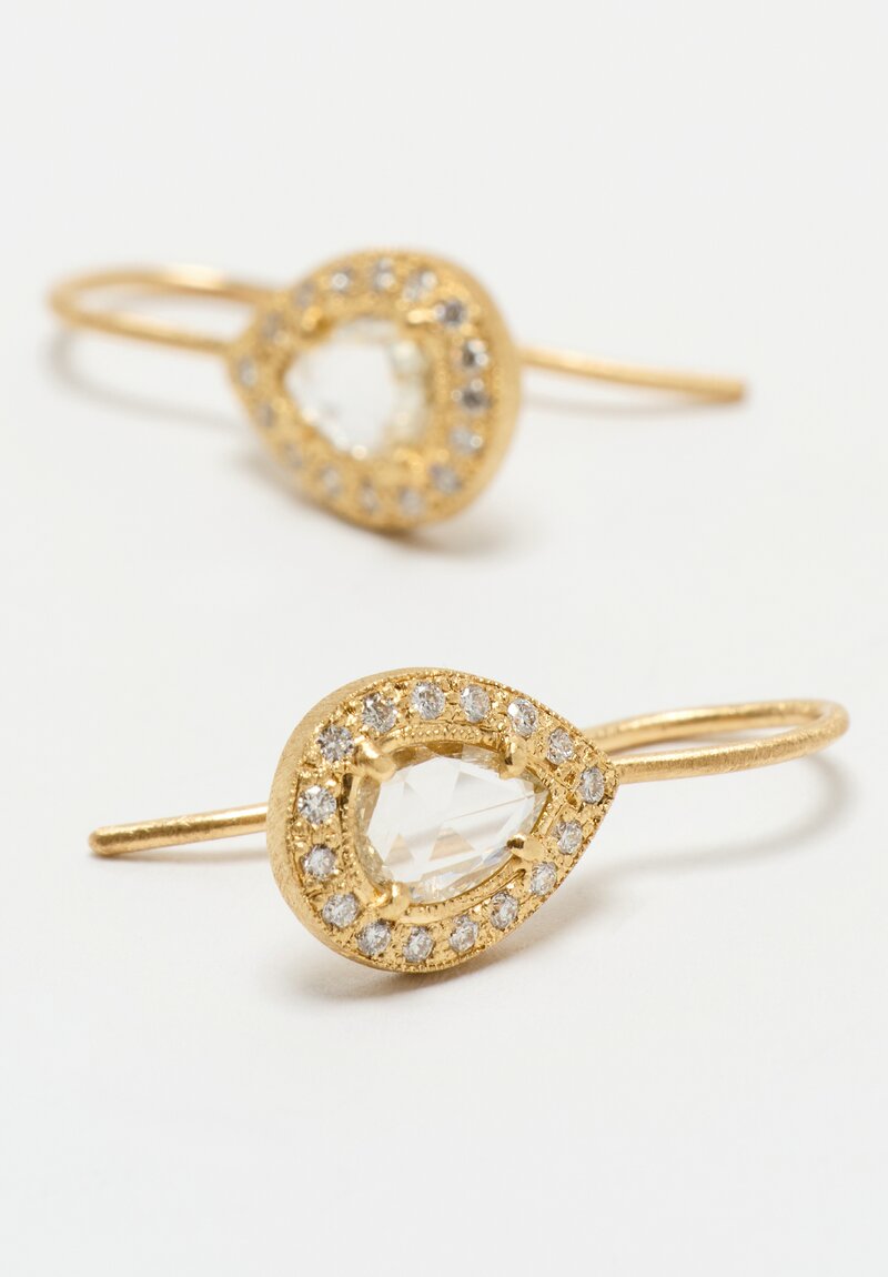 Yasuko Azuma 18k and Rose Cut Halo Diamond Earrings