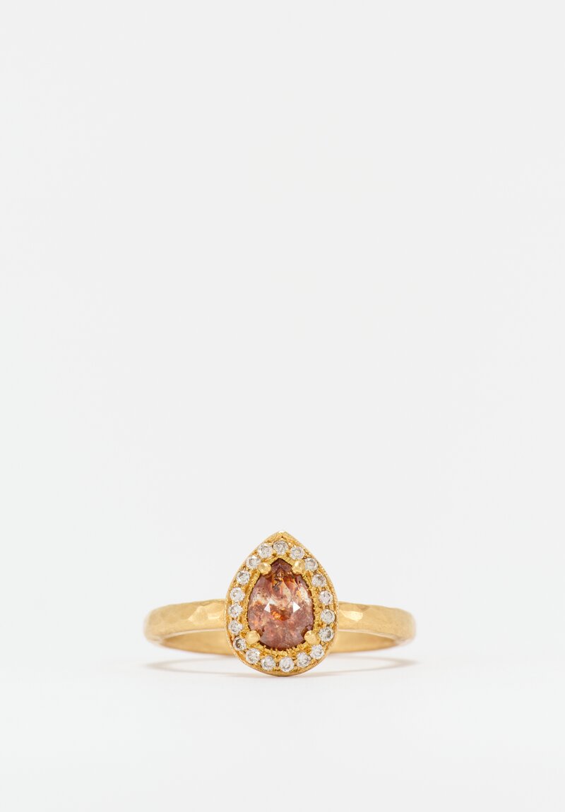 Yasuko Azuma 18k, Orange Diamond Halo Ring